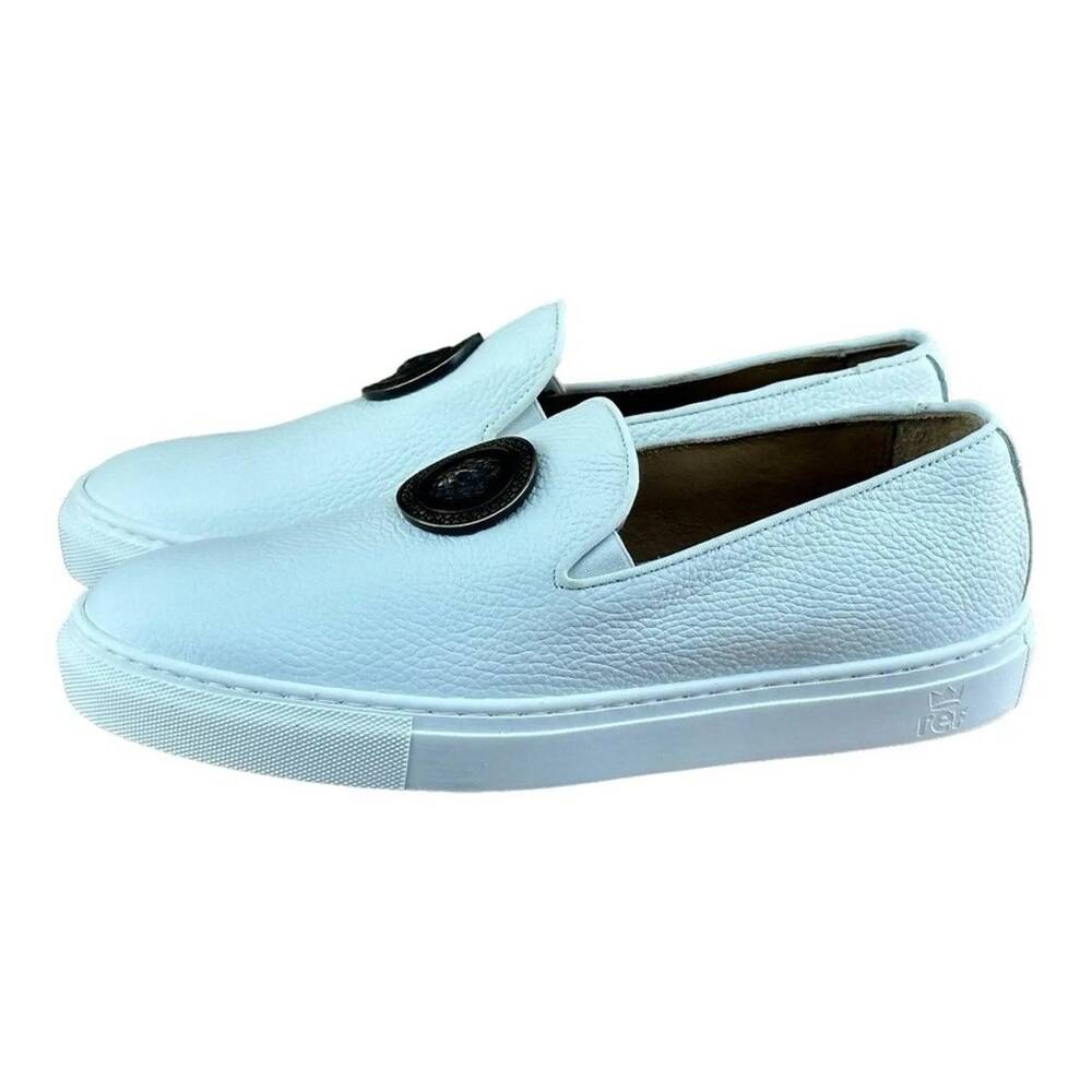 Re Ferdinando White Leather   slip-ons Sneaker Medusa the lion